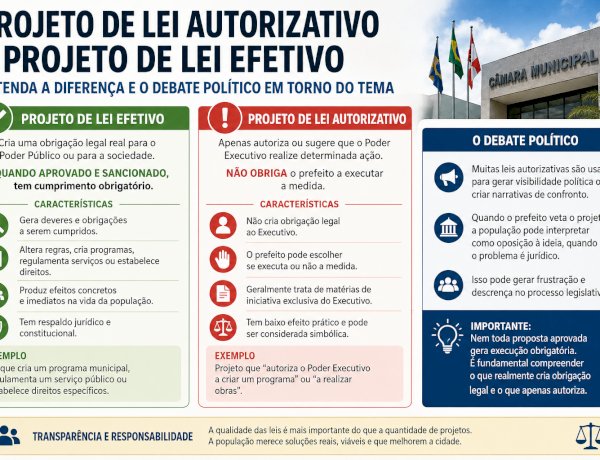 Projeto de Lei Autorizativo e Projeto de Lei Efetivo: Entenda a Diferença e o Debate Político em Torno do Tema